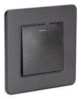 Interrupteur simple complet va et vient à voyant 10A - métal Noir brossé - Kouro - Zenitech