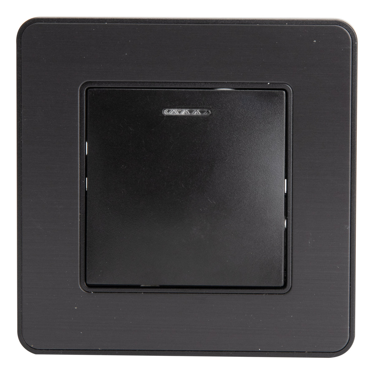 Interrupteur simple complet va et vient à voyant 10A - métal Noir brossé - Kouro - Zenitech