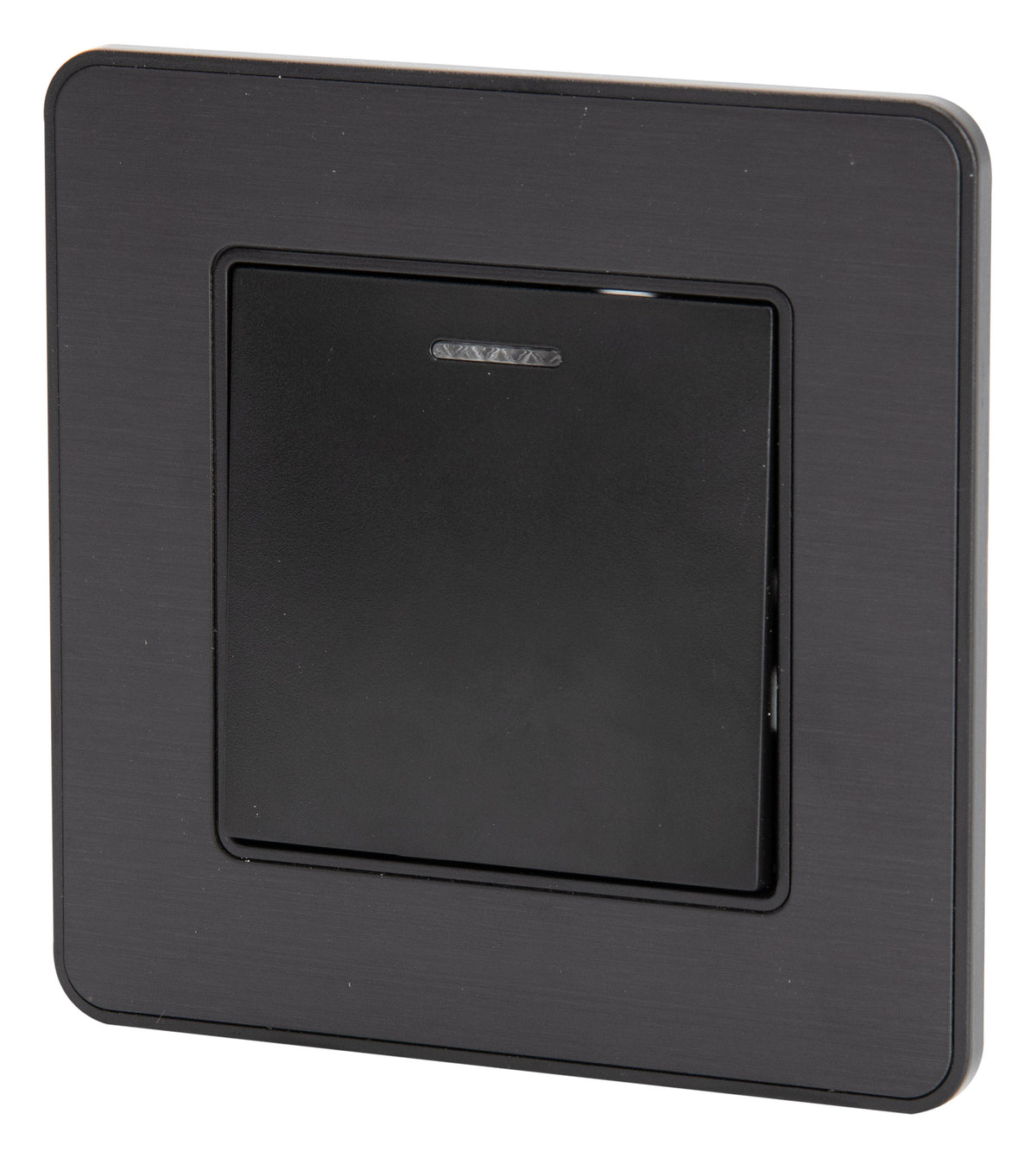 Interrupteur simple complet va et vient à voyant 10A - métal Noir brossé - Kouro - Zenitech