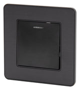 Interrupteur simple complet va et vient à voyant 10A - métal Noir brossé - Kouro - Zenitech