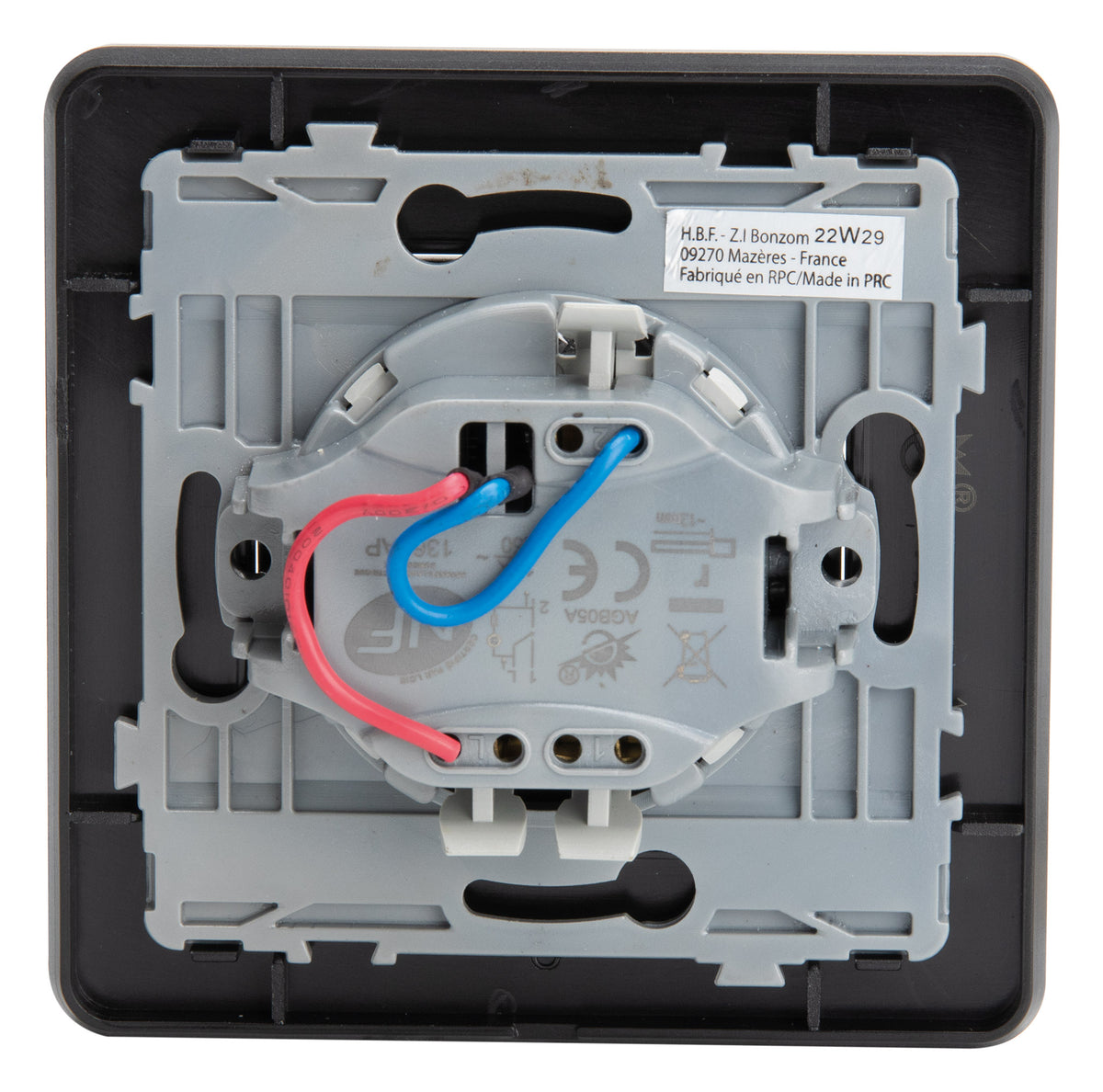 Interrupteur simple complet va et vient à voyant 10A - métal Noir brossé - Kouro - Zenitech