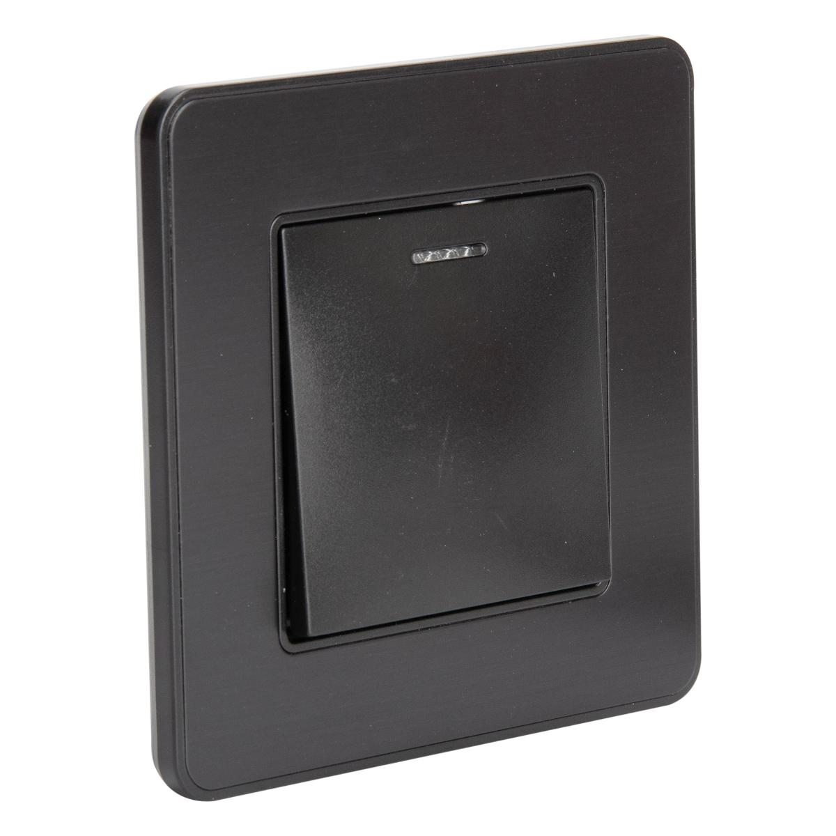 Bouton poussoir voyant en métal Noir brossé - Kouro - Zenitech