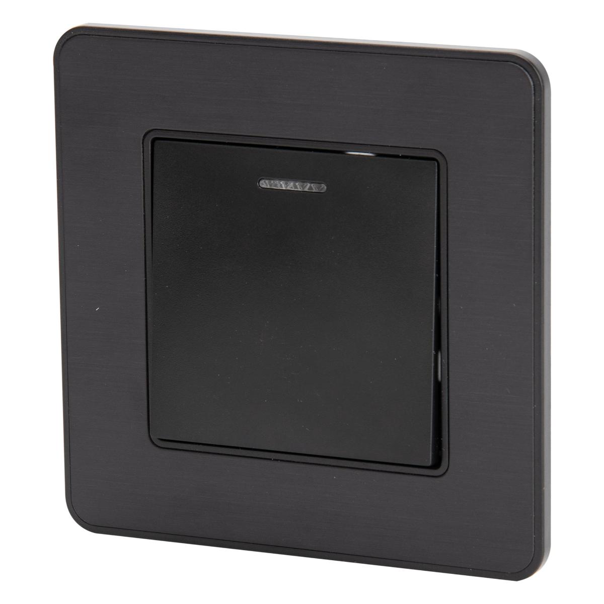 Bouton poussoir voyant en métal Noir brossé - Kouro - Zenitech