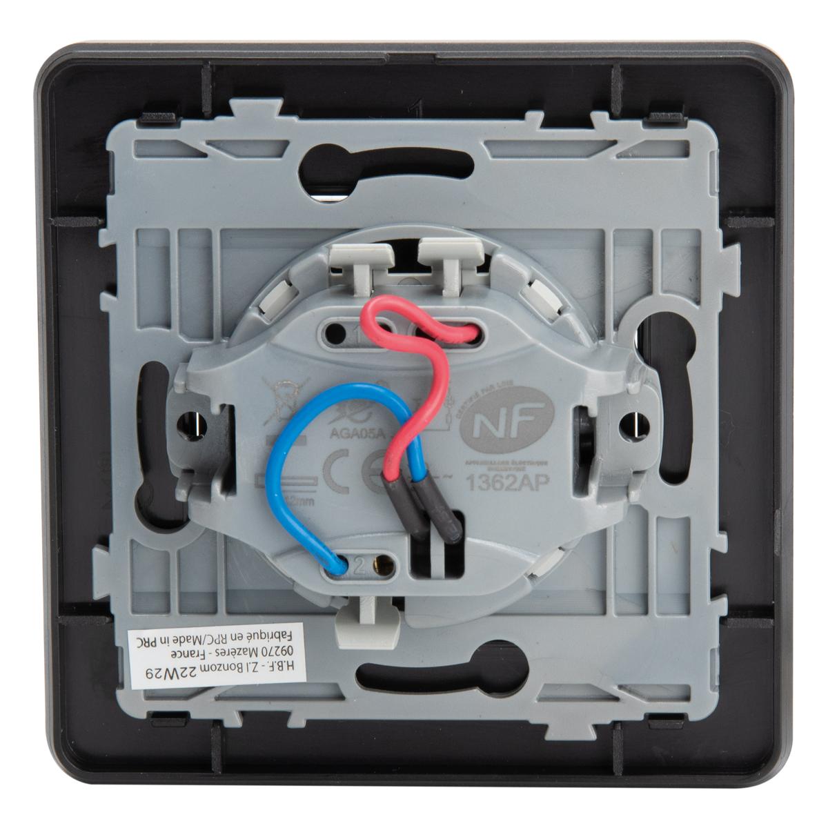 Bouton poussoir voyant en métal Noir brossé - Kouro - Zenitech