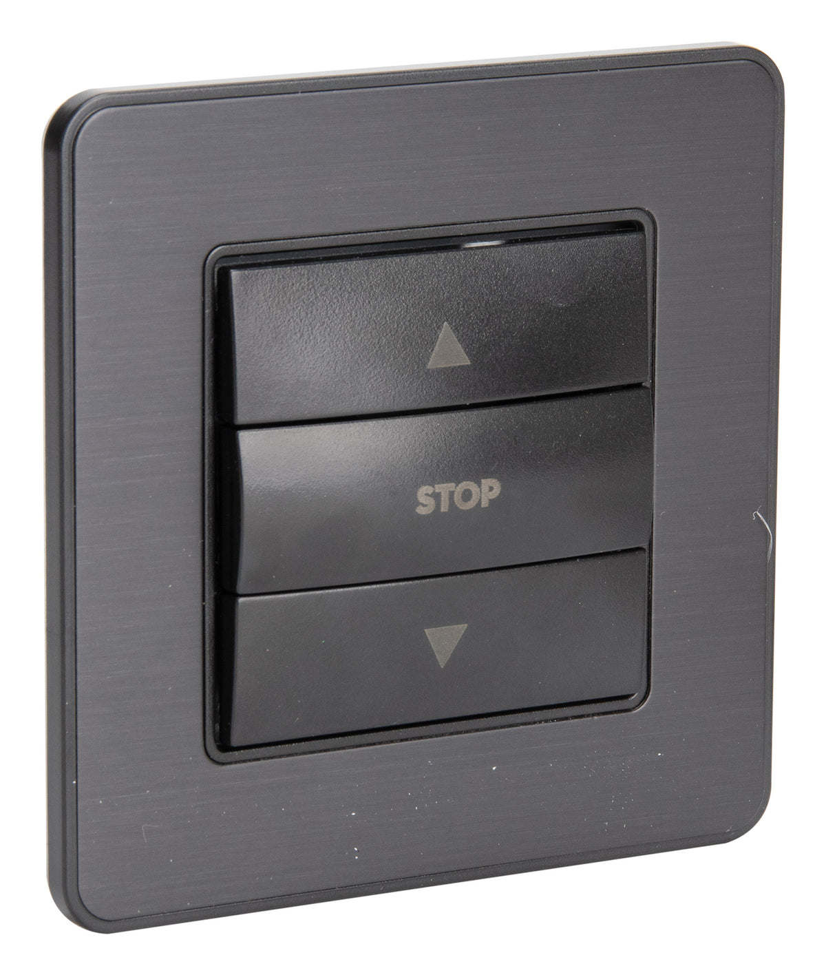 Interrupteur simple commande volets roulants 10A - métal Noir brossé - Kouro - Zenitech