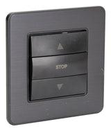 Interrupteur simple commande volets roulants 10A - métal Noir brossé - Kouro - Zenitech