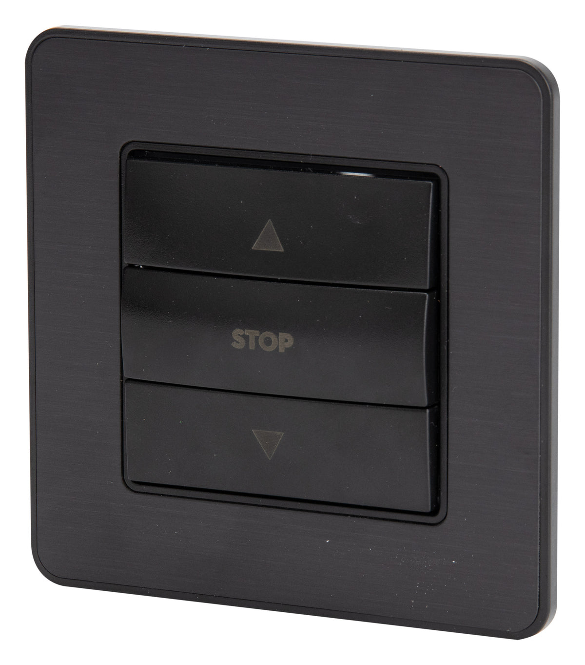 Interrupteur simple commande volets roulants 10A - métal Noir brossé - Kouro - Zenitech