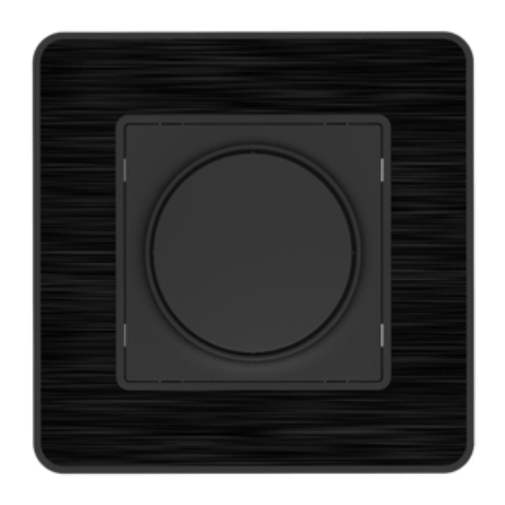 Variateur rotatif complet compatible LED 16A - métal Noir brossé - Kouro - Zenitech