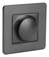 Variateur rotatif complet compatible LED 16A - métal Noir brossé - Kouro - Zenitech