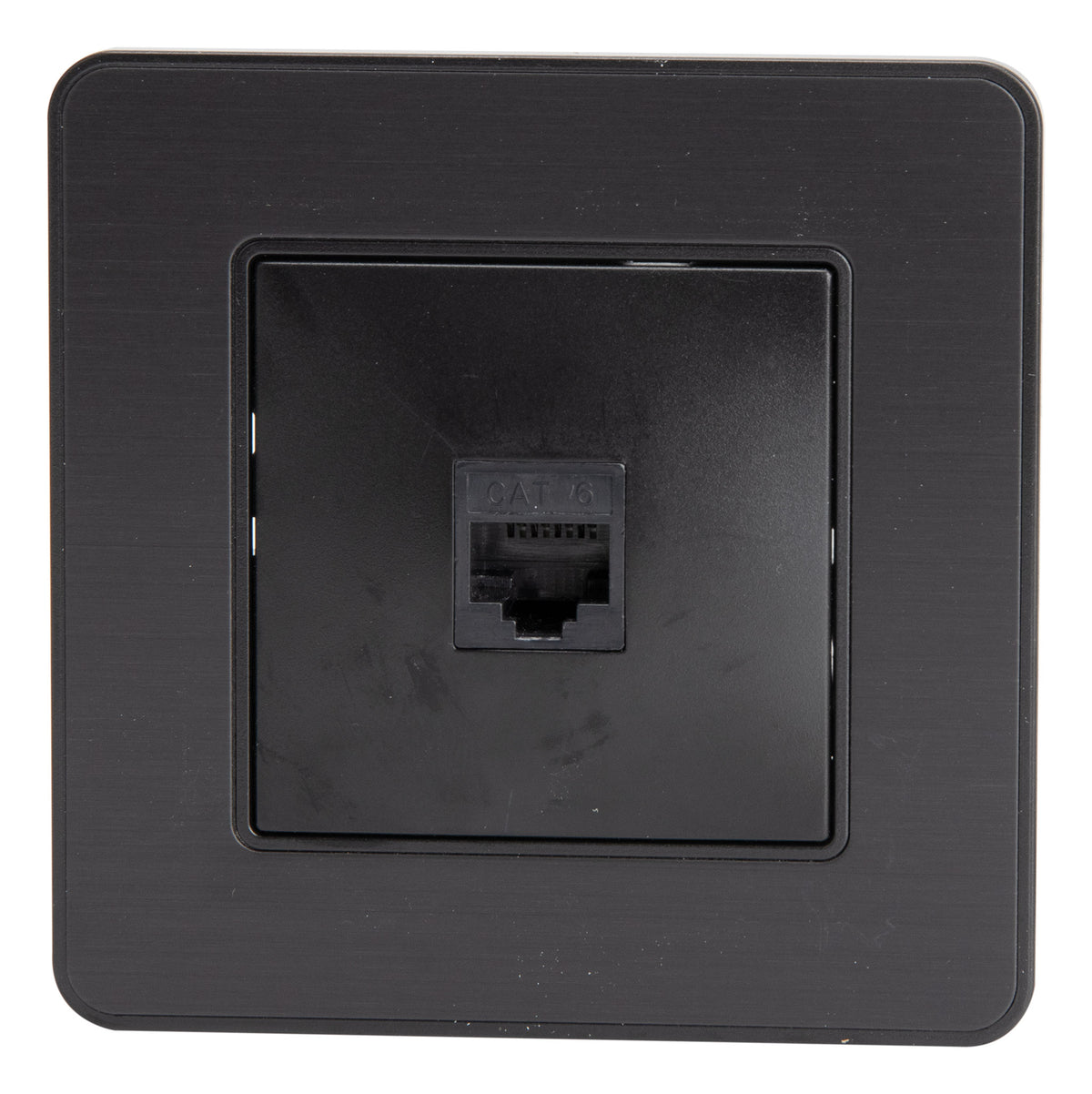 Prise réseau RJ45 complète - catégorie 6 - métal Noir brossé - Kouro - Zenitech