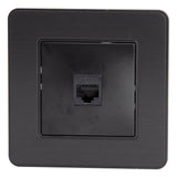 Prise réseau RJ45 complète - catégorie 6 - métal Noir brossé - Kouro - Zenitech
