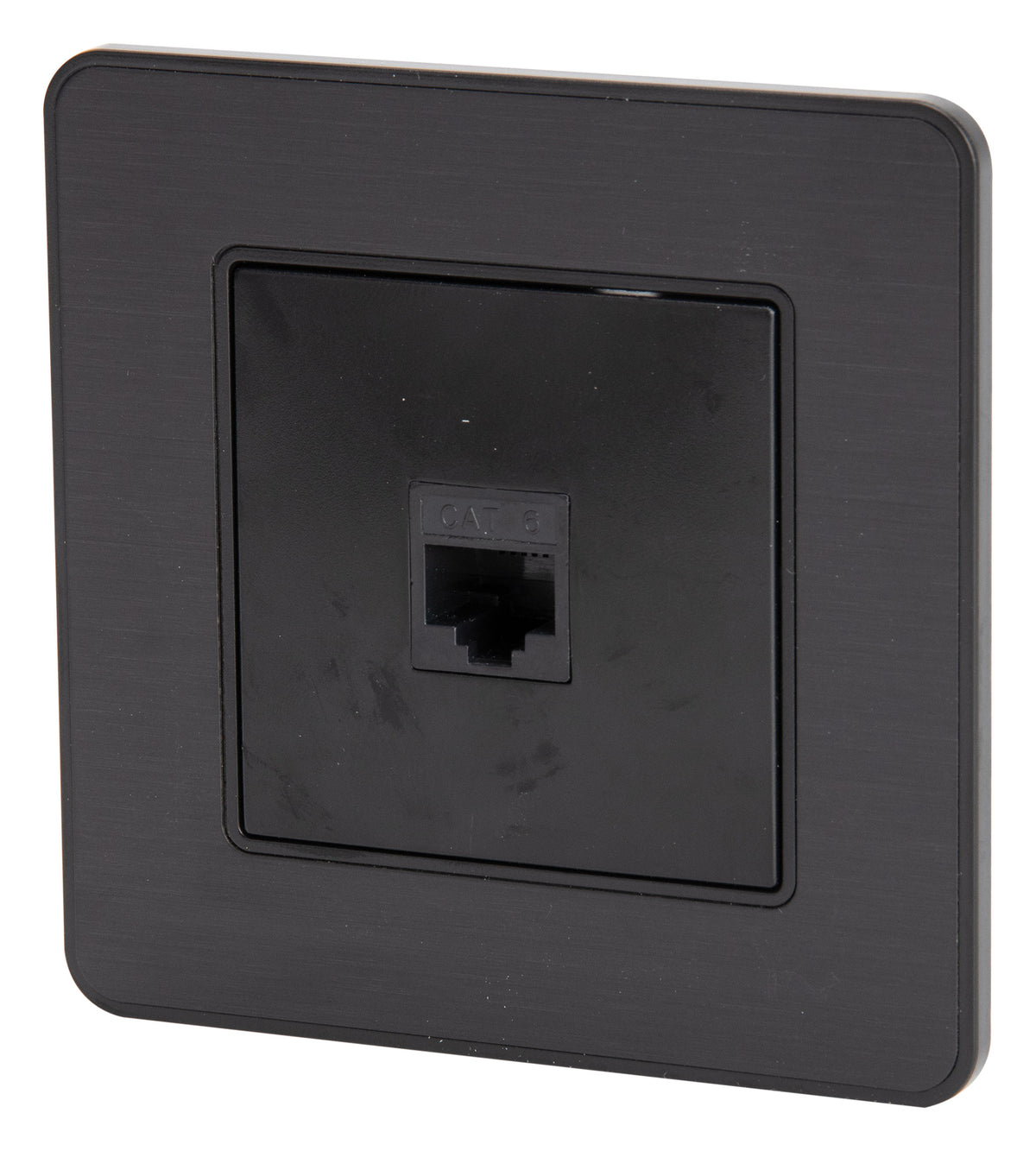 Prise réseau RJ45 complète - catégorie 6 - métal Noir brossé - Kouro - Zenitech