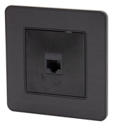 Prise réseau RJ45 complète - catégorie 6 - métal Noir brossé - Kouro - Zenitech