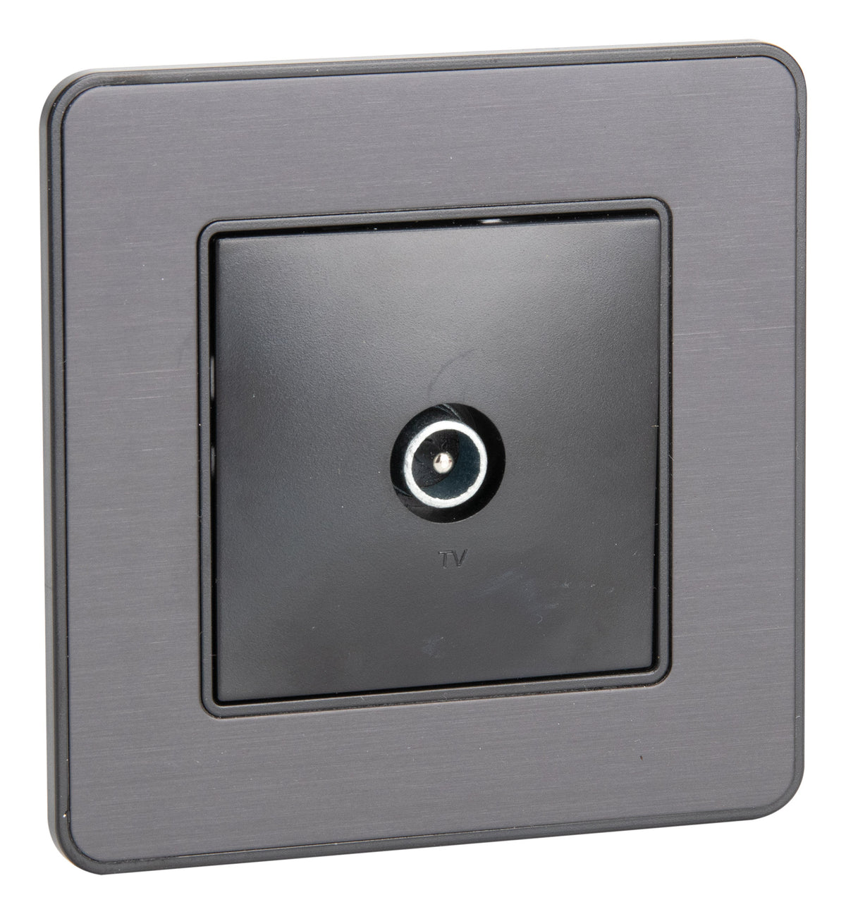 Prise TV complète - Ø9,52mm - métal Noir brossé - Kouro - Zenitech