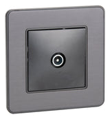 Prise TV complète - Ø9,52mm - métal Noir brossé - Kouro - Zenitech