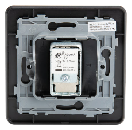 Prise TV complète - Ø9,52mm - métal Noir brossé - Kouro - Zenitech