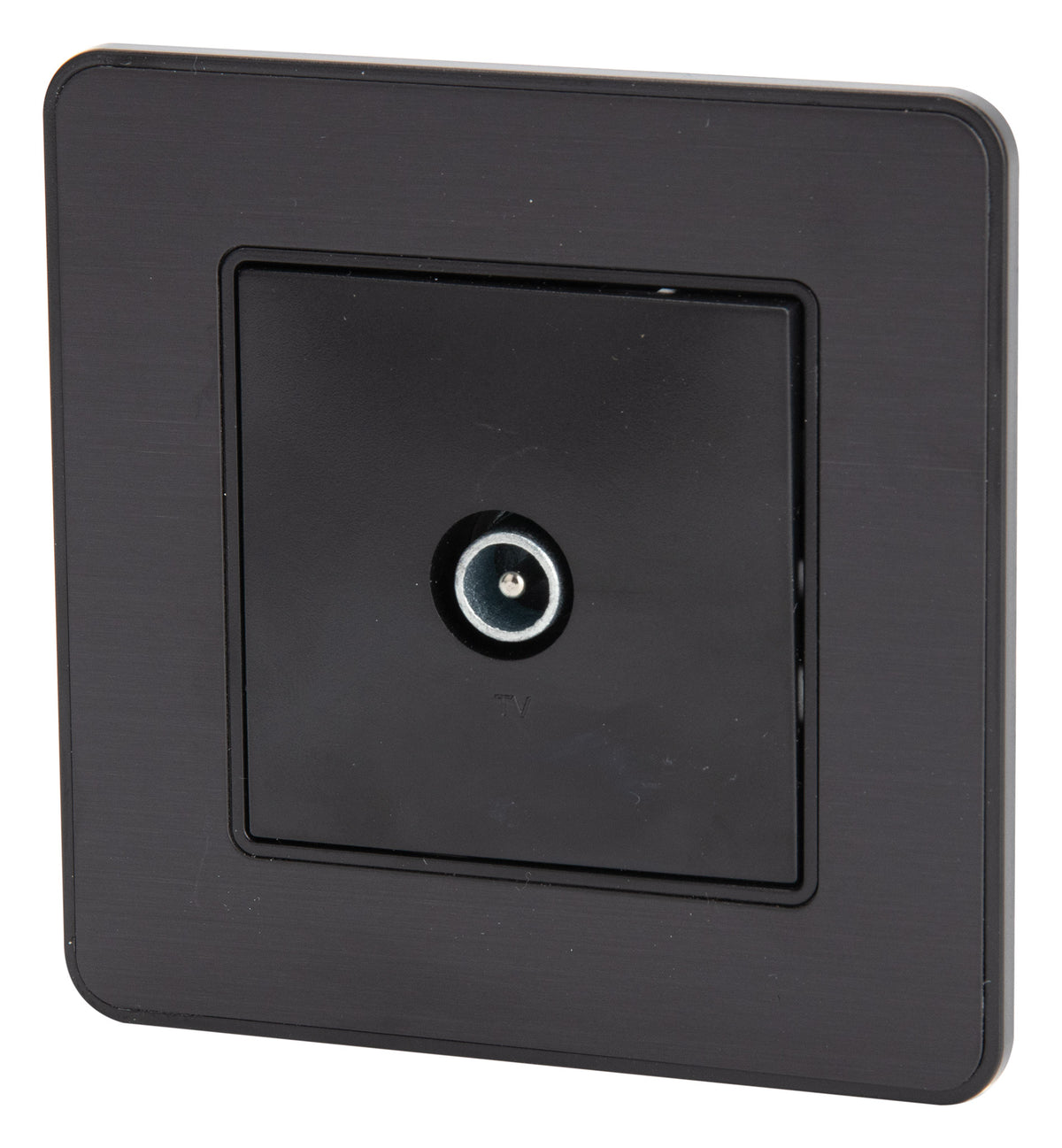 Prise TV complète - Ø9,52mm - métal Noir brossé - Kouro - Zenitech