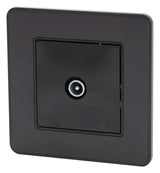 Prise TV complète - Ø9,52mm - métal Noir brossé - Kouro - Zenitech