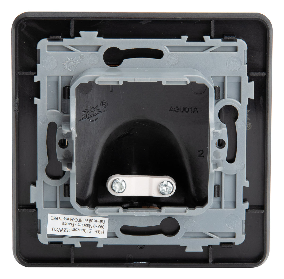 Plaque sortie de Câble 16A complète - métal Noir brossé - Kouro - Zenitech
