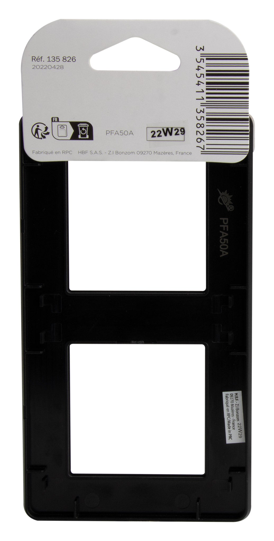 Plaque de finition double - métal Noir - Kouro - Zenitech