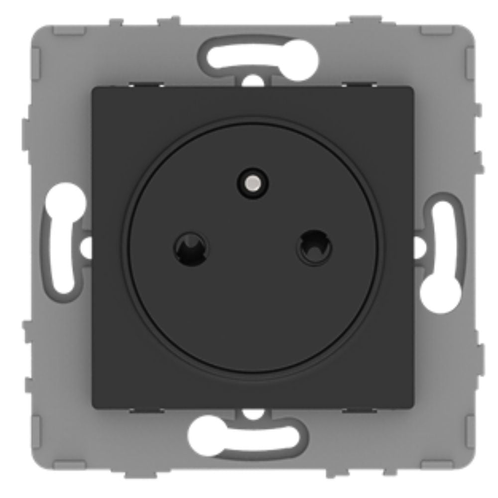Prise simple 2P+T 16A - à composer - métal noir brossé - Kouro - Zenitech