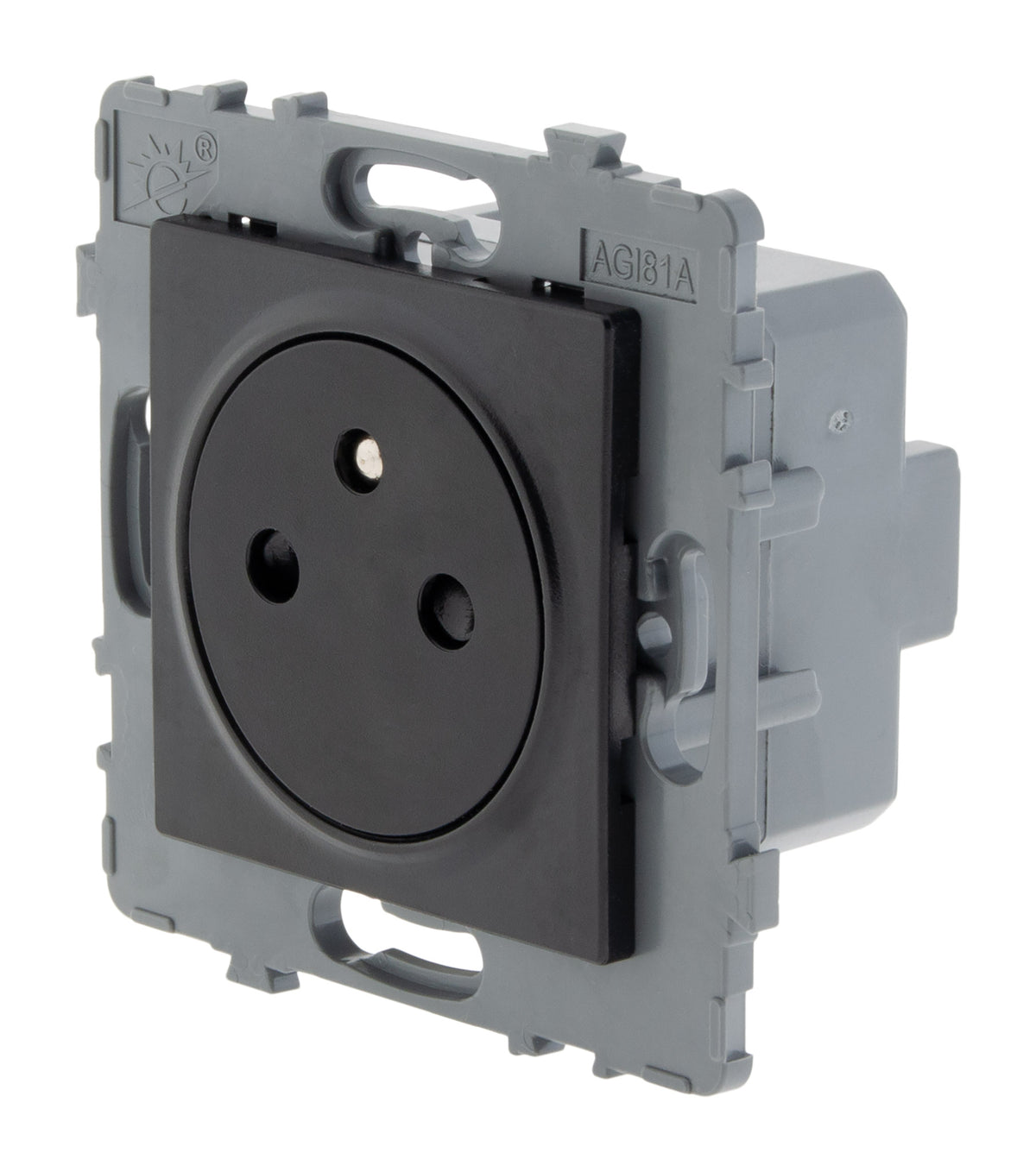 Prise simple 2P+T 16A - à composer - métal noir brossé - Kouro - Zenitech