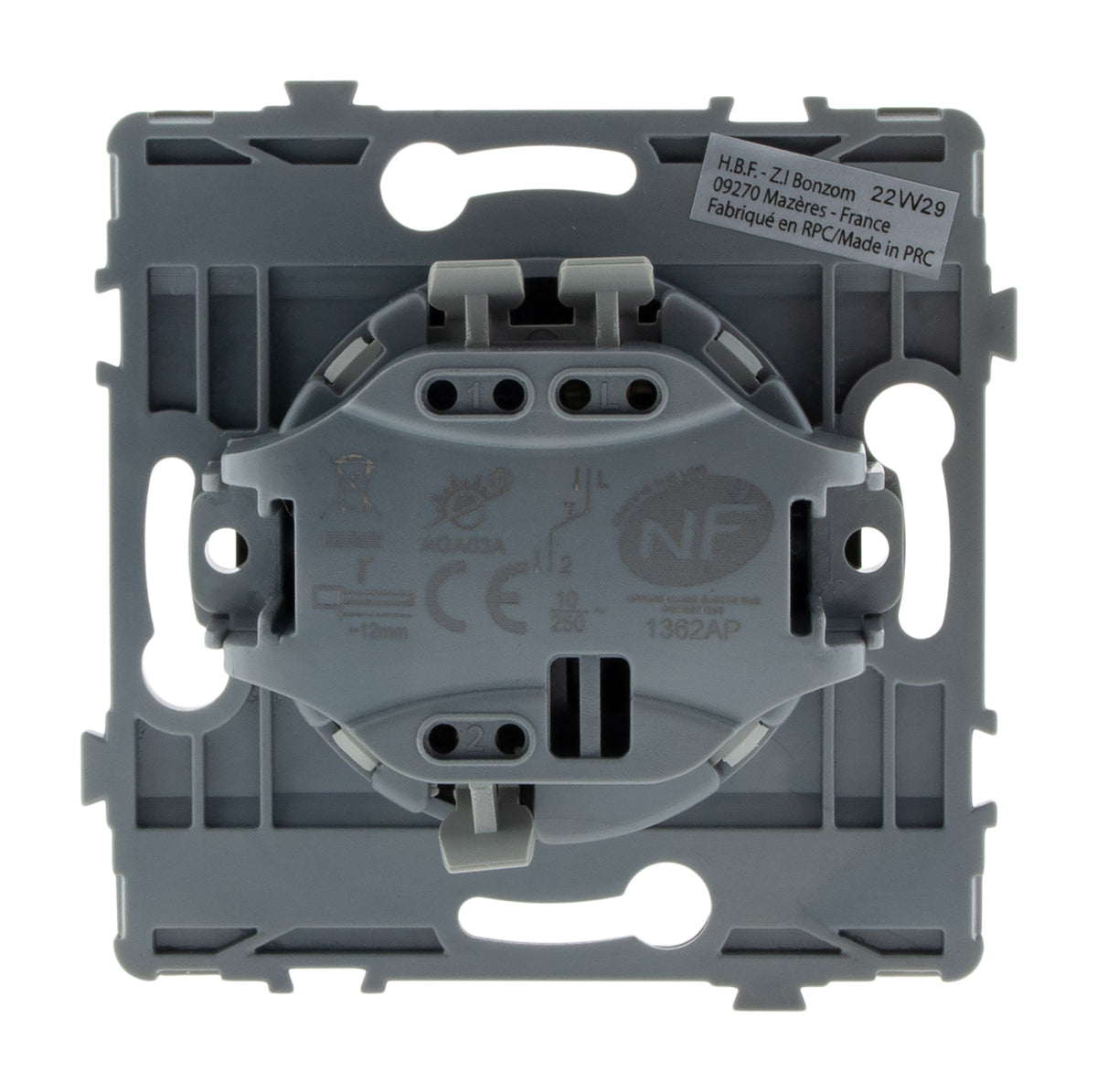 Bouton poussoir encastrable - à composer - métal Noir brossé - Kouro - Zenitech