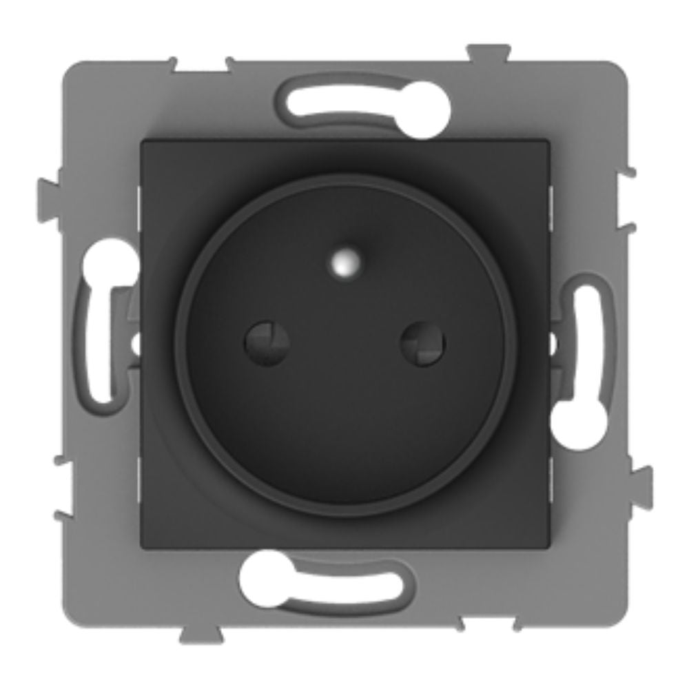 Prise simple 2P+T encastrable - à composer - métal Noir brossé - Kouro - Zenitech