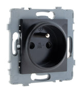 Prise simple 2P+T encastrable - à composer - métal Noir brossé - Kouro - Zenitech
