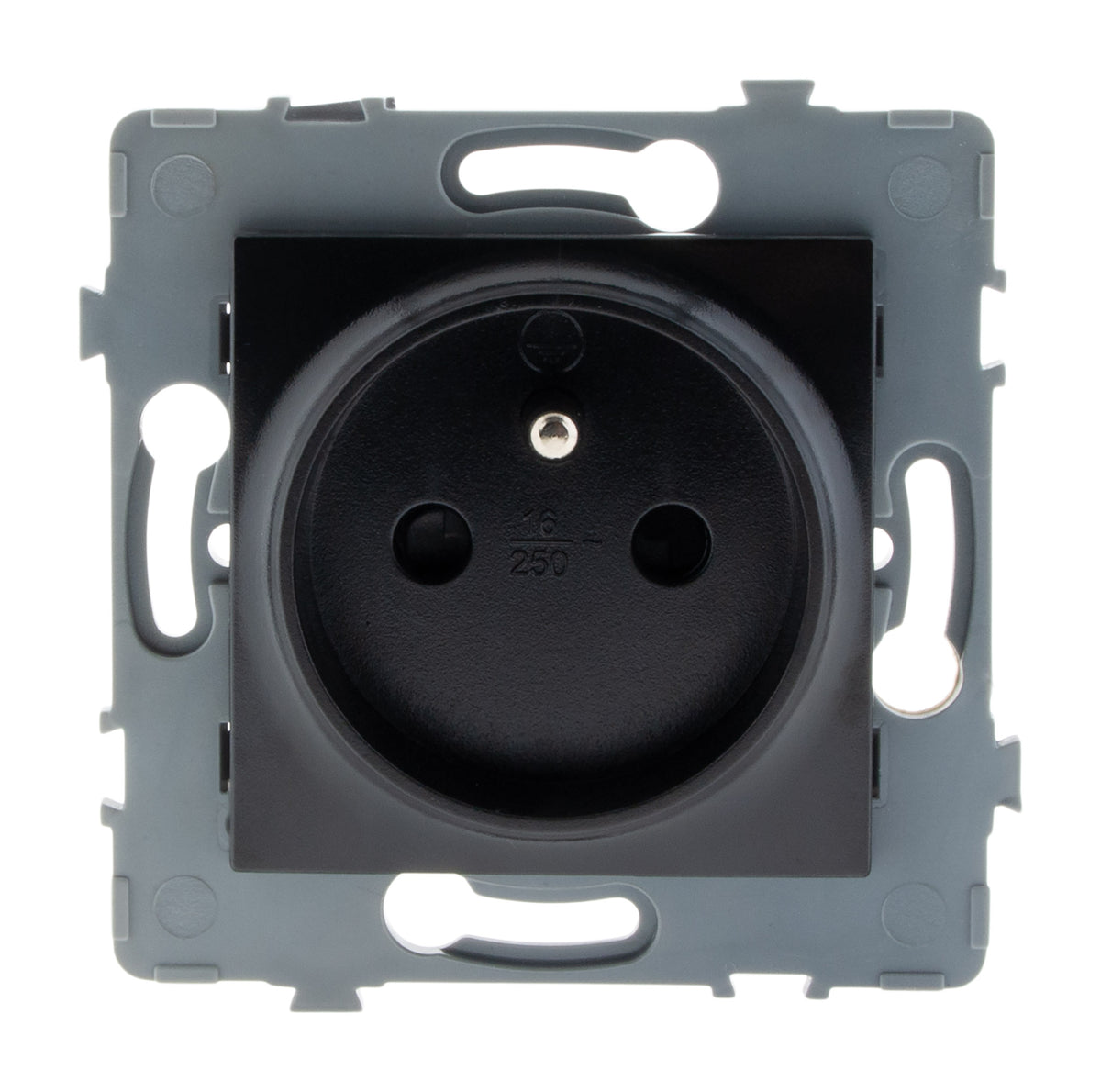 Prise simple 2P+T encastrable - à composer - métal Noir brossé - Kouro - Zenitech