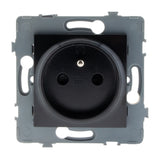 Prise simple 2P+T encastrable - à composer - métal Noir brossé - Kouro - Zenitech