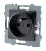 Prise simple 2P+T encastrable - à composer - métal Noir brossé - Kouro - Zenitech