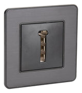 Prise téléphone 8 plots encastrable - complète - métal Noir brossé - Kouro - Zenitech