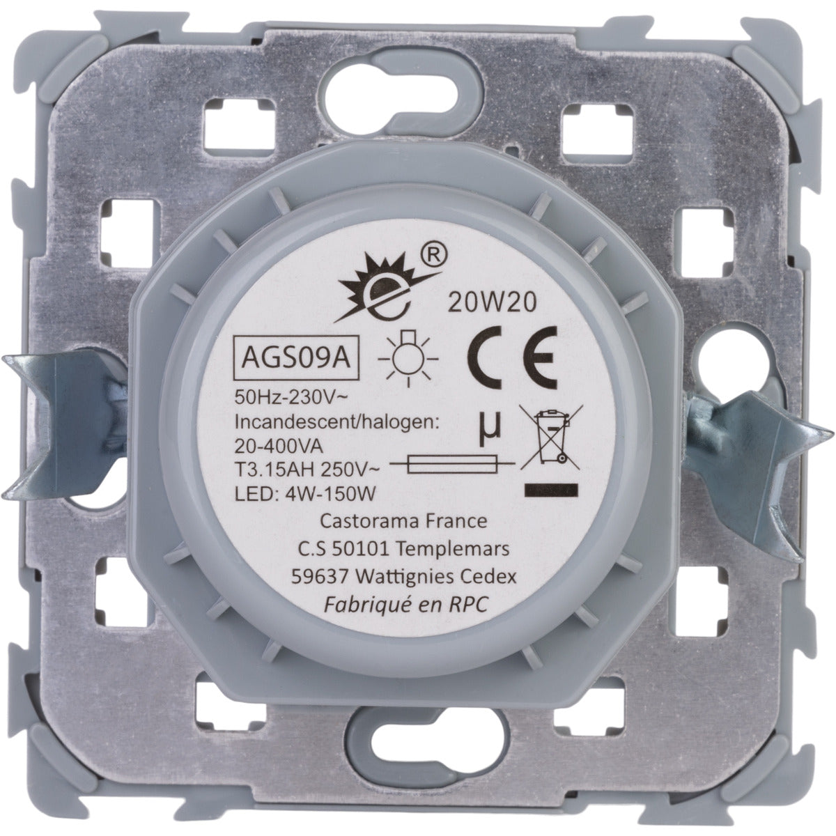 Variateur rotatif encastré Kalya - Blanc et Argent - Zenitech
