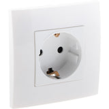 Prise encastrée Schuko + plaque de finition Kalya - Blanc - Zenitech