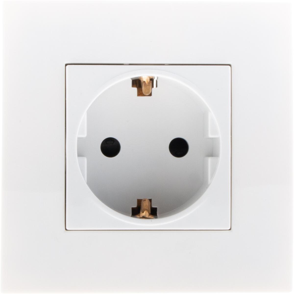Prise encastrée Schuko + plaque de finition Kalya - Blanc - Zenitech