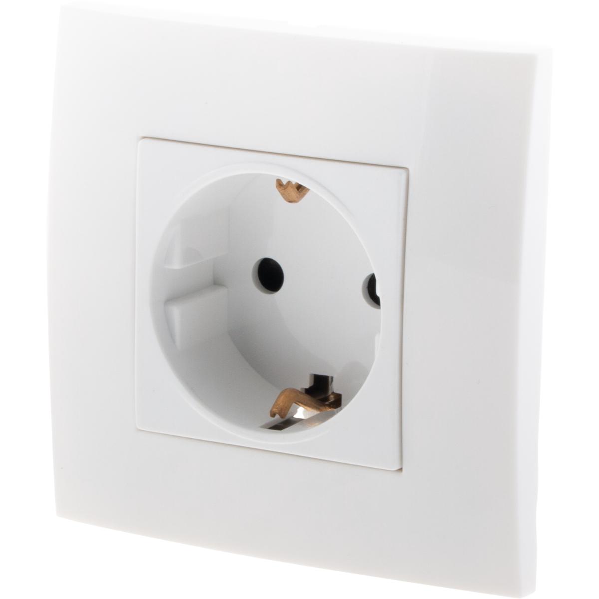 Prise encastrée Schuko + plaque de finition Kalya - Blanc - Zenitech