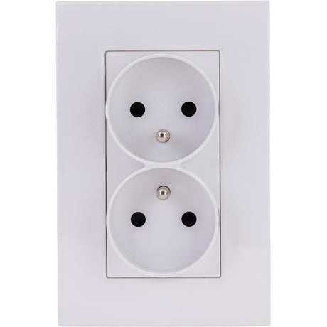 Double prise Verticale + plaque de finition Kalya - Blanc - Zenitech