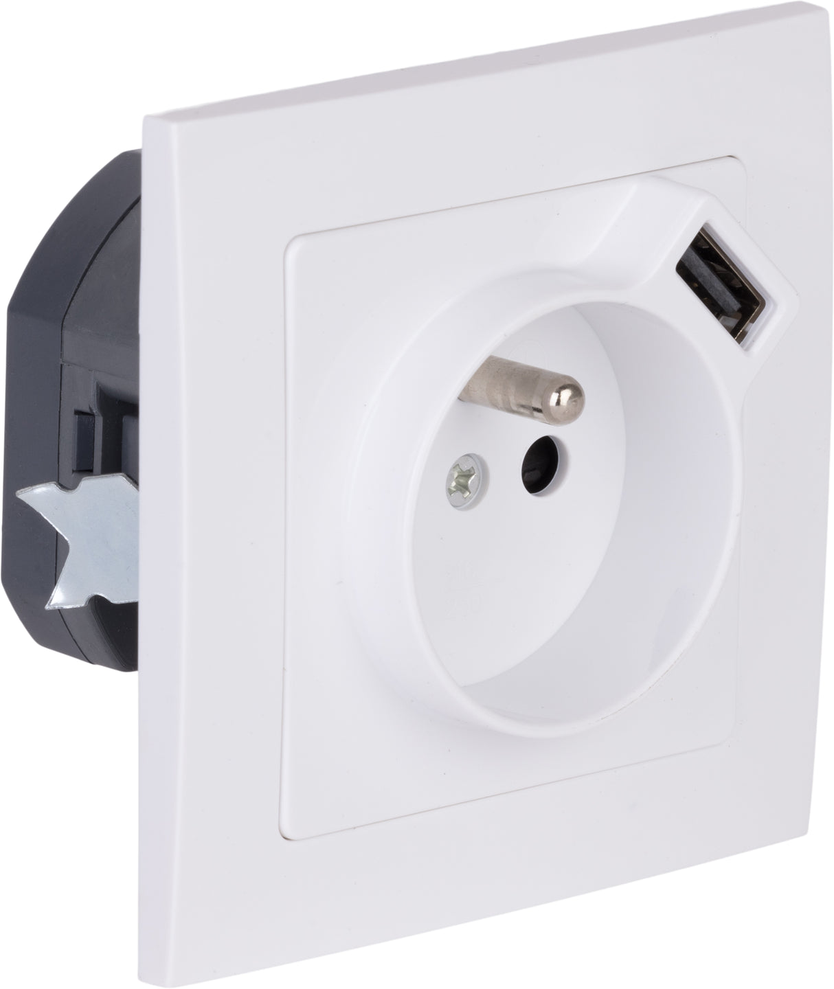 Prise + USB A encastrés + plaque de finition Kalya - Zenitech