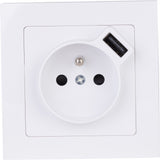 Prise + USB A encastrés + plaque de finition Kalya - Zenitech