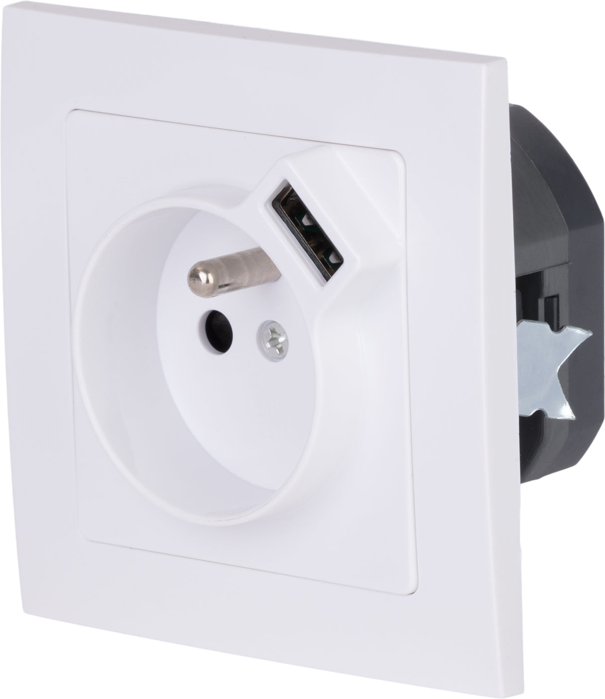 Prise + USB A encastrés + plaque de finition Kalya - Zenitech