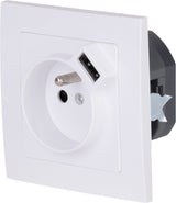 Prise + USB A encastrés + plaque de finition Kalya - Zenitech