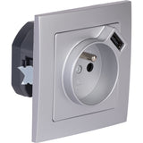 Prise + USB A encastrés + plaque de finition Kalya - Zenitech