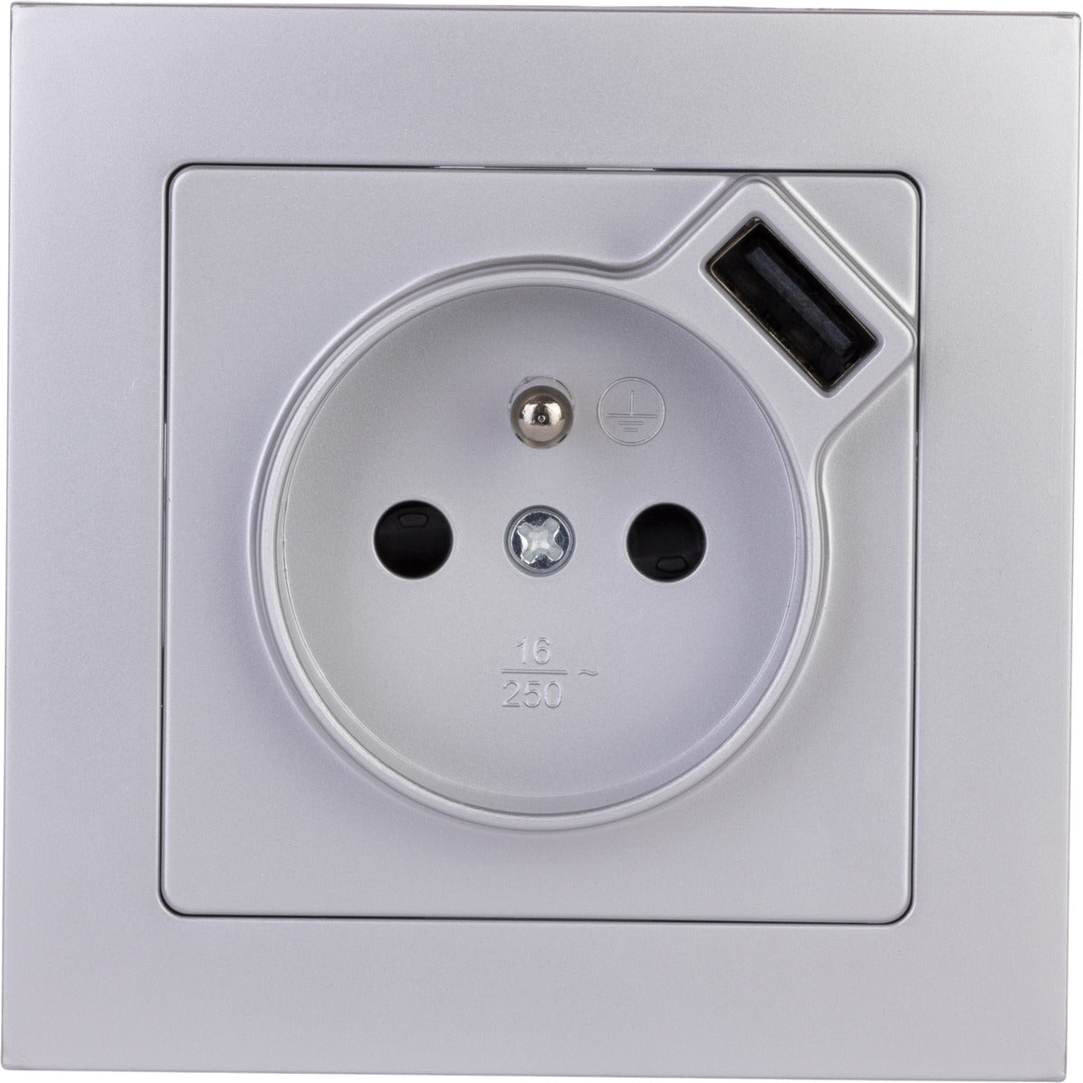 Prise + USB A encastrés + plaque de finition Kalya - Zenitech