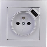 Prise + USB A encastrés + plaque de finition Kalya - Zenitech