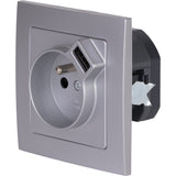 Prise + USB A encastrés + plaque de finition Kalya - Zenitech