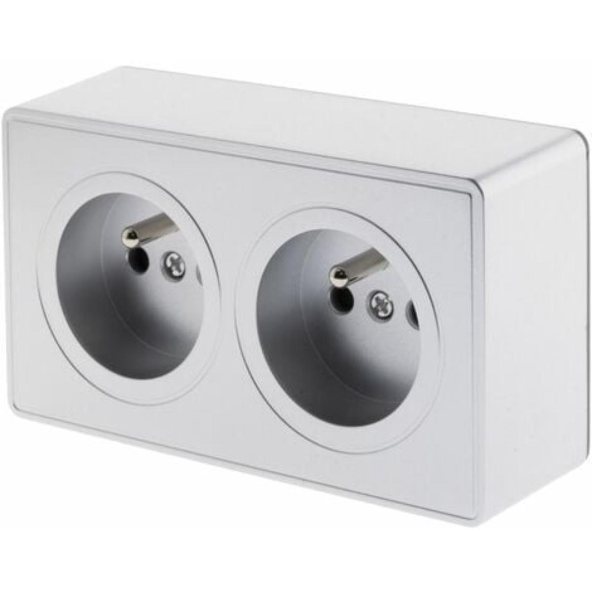 Double ou triple prise câblée en saillie + plaque - Kalya - Zenitech