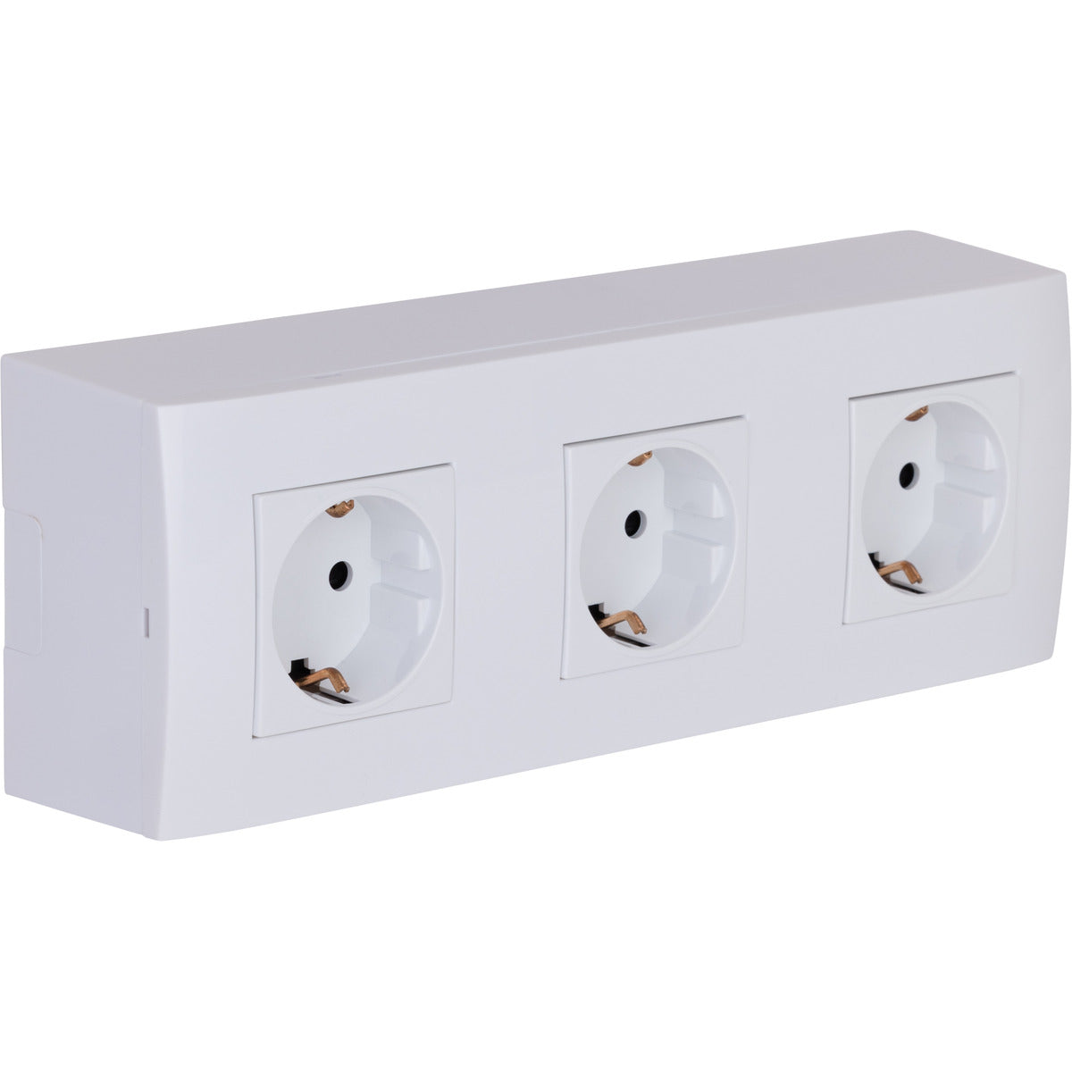 Triple prise Schuko en saillie + plaque de finition - Blanc - Kalya - Zenitech