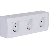 Triple prise Schuko en saillie + plaque de finition - Blanc - Kalya - Zenitech