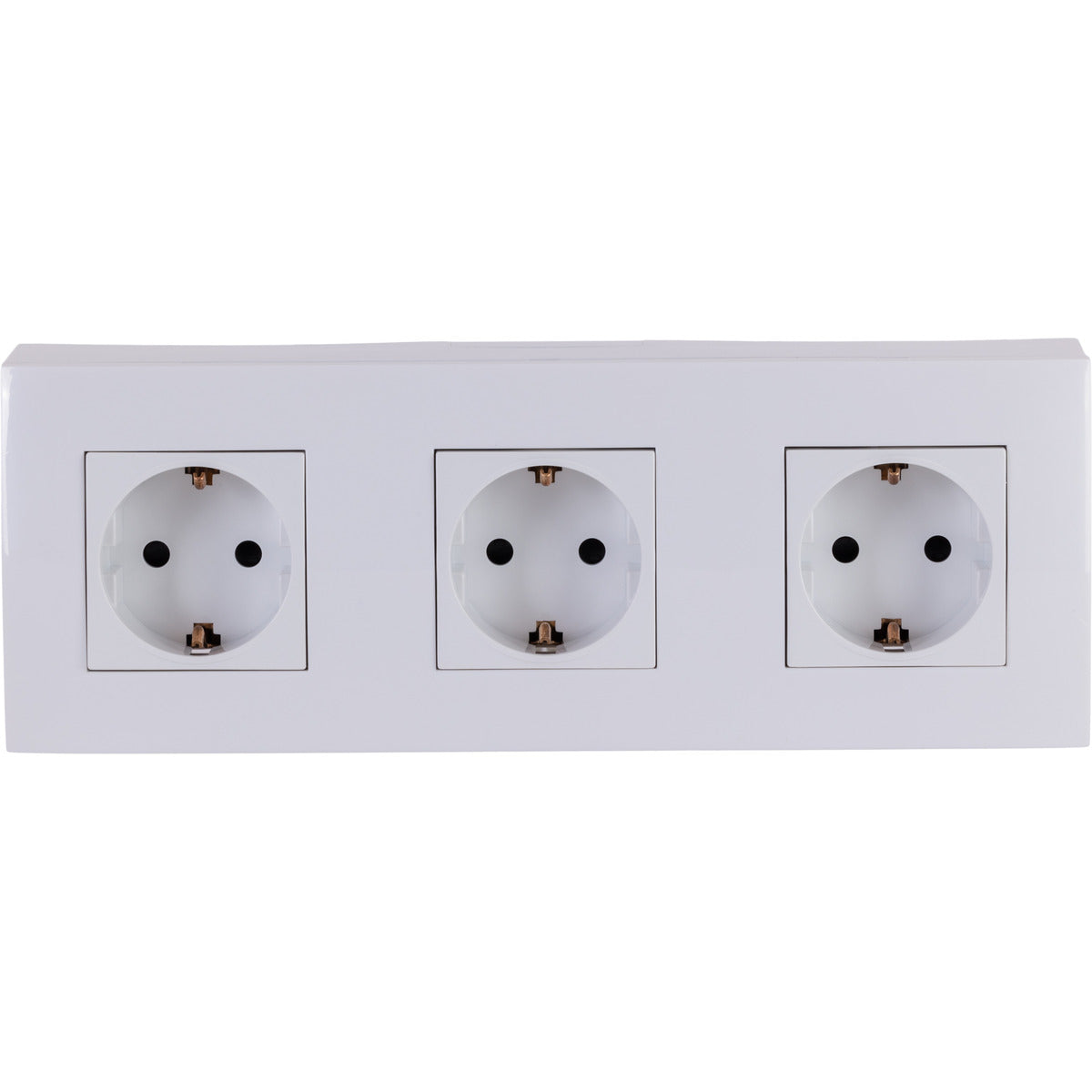 Triple prise Schuko en saillie + plaque de finition - Blanc - Kalya - Zenitech